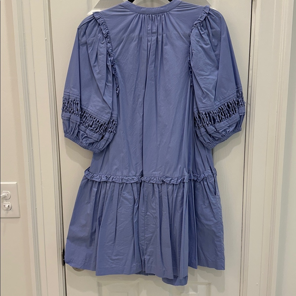 Cleo Bella Periwinkle Blue Button-Front Ruffle Mini Dress - Picture 2 of 6